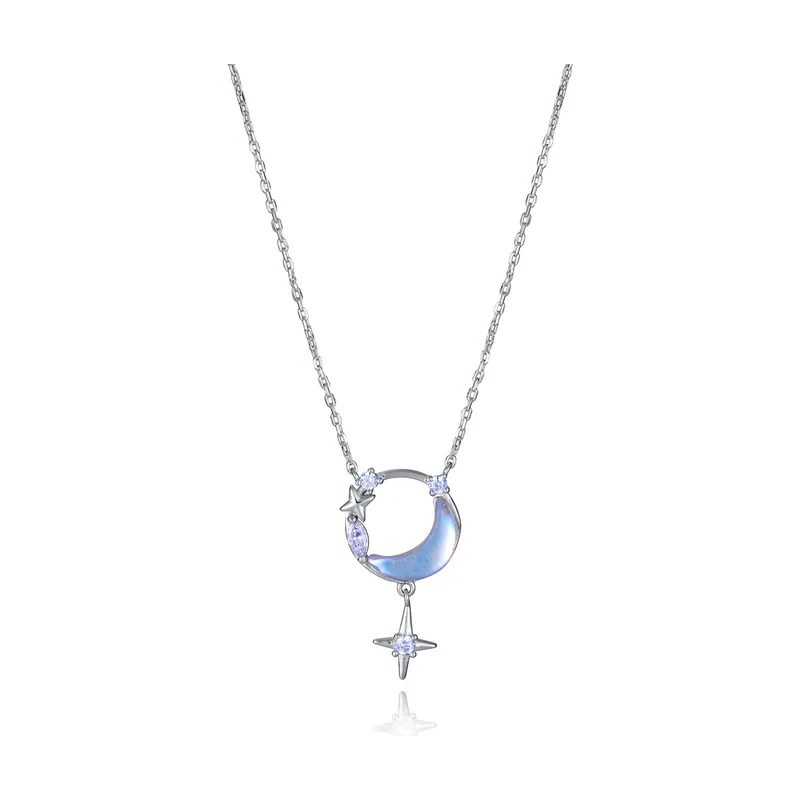 Collar de plata de primera ley con baño de rodio y colgante 13225C000-30