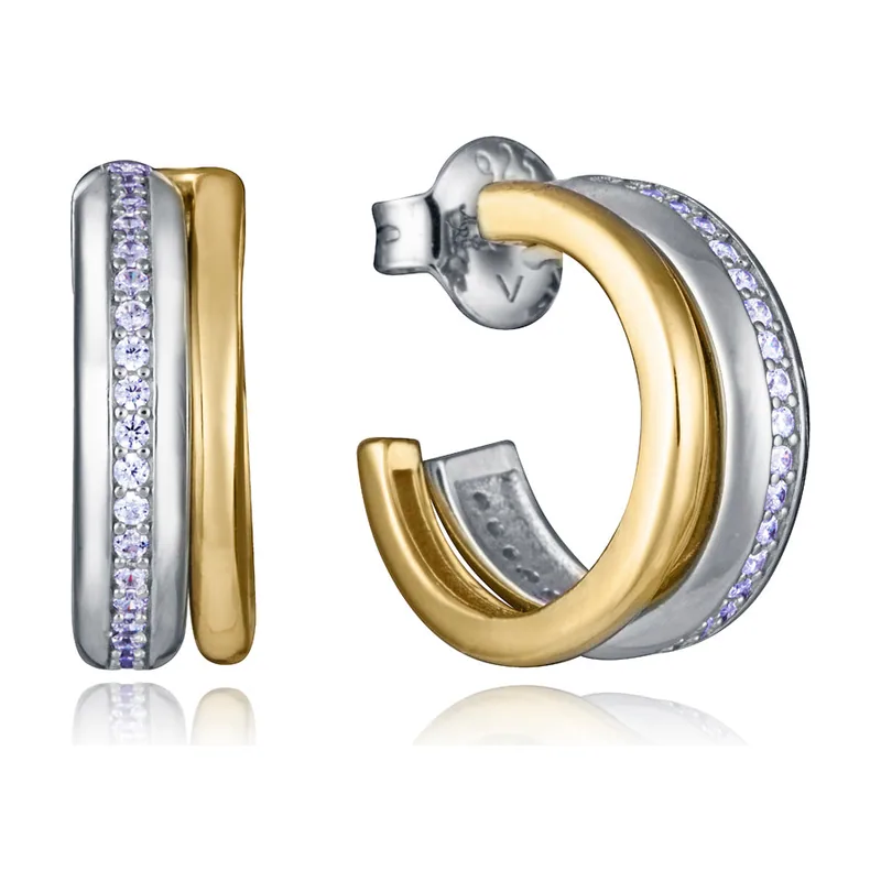 Pendientes de plata de primera ley con dos aros abiertos uno extraible 13224E100-30