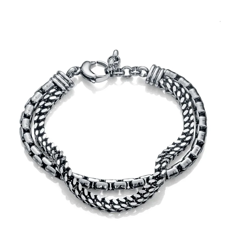 Pulsera Beat de acero oxidado con doble cadena 1321P01010