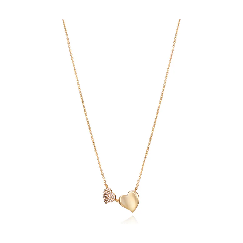 Collar Love de plata bañado en oro con colgante de corazón con circonitas 13125C100-36