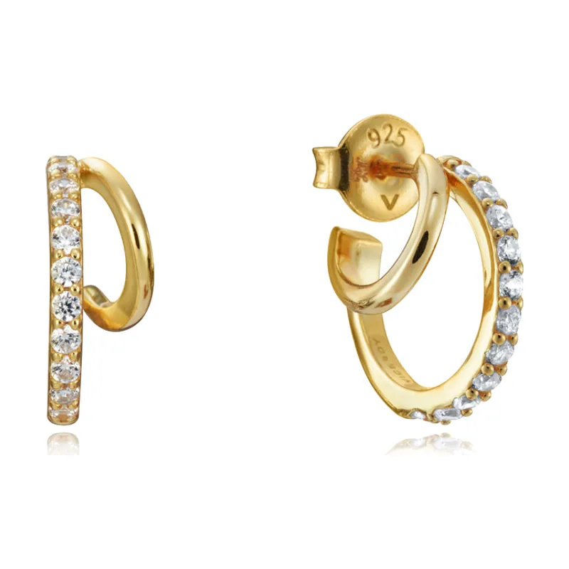 Pendientes Elegant de plata con baño de oro y doble aro 13000E000-93