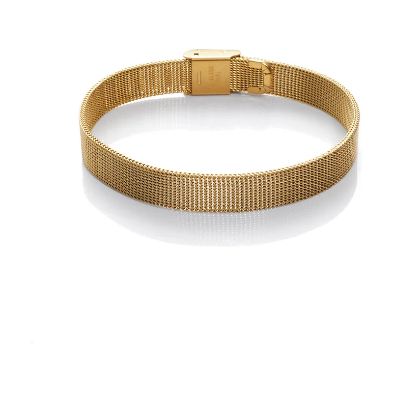 Pulsera Chic personalizable en acero IP dorado de medida ajustable con cierre de presión 1360P01012