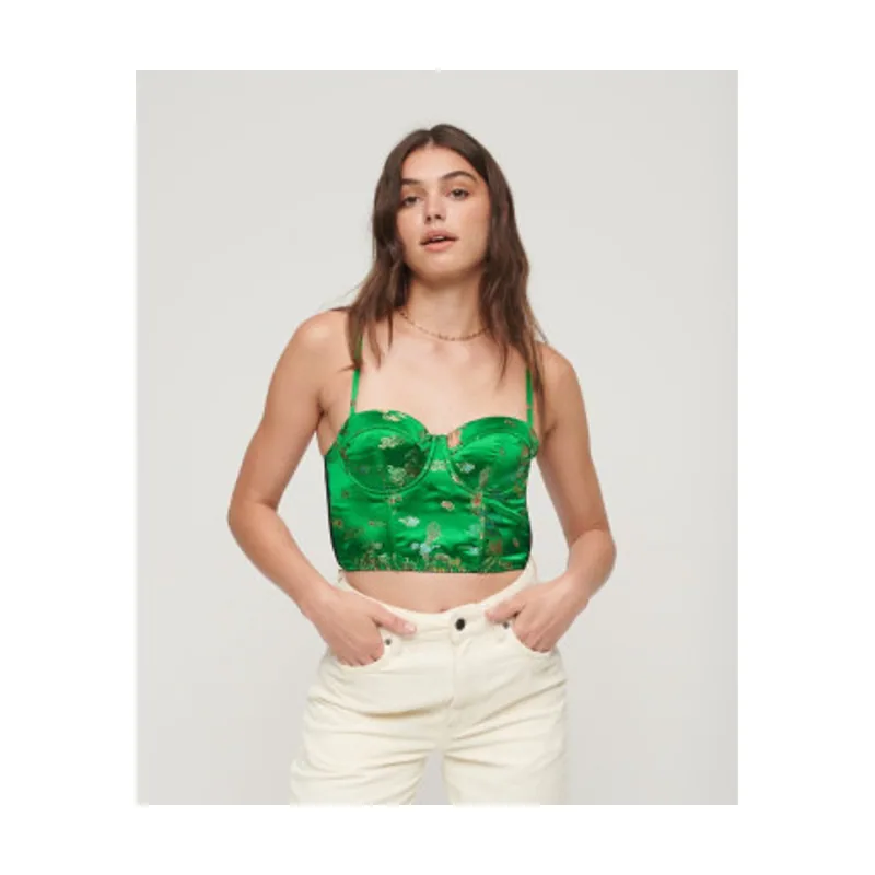Top tipo corsé con bordado floral de satén W6011811A