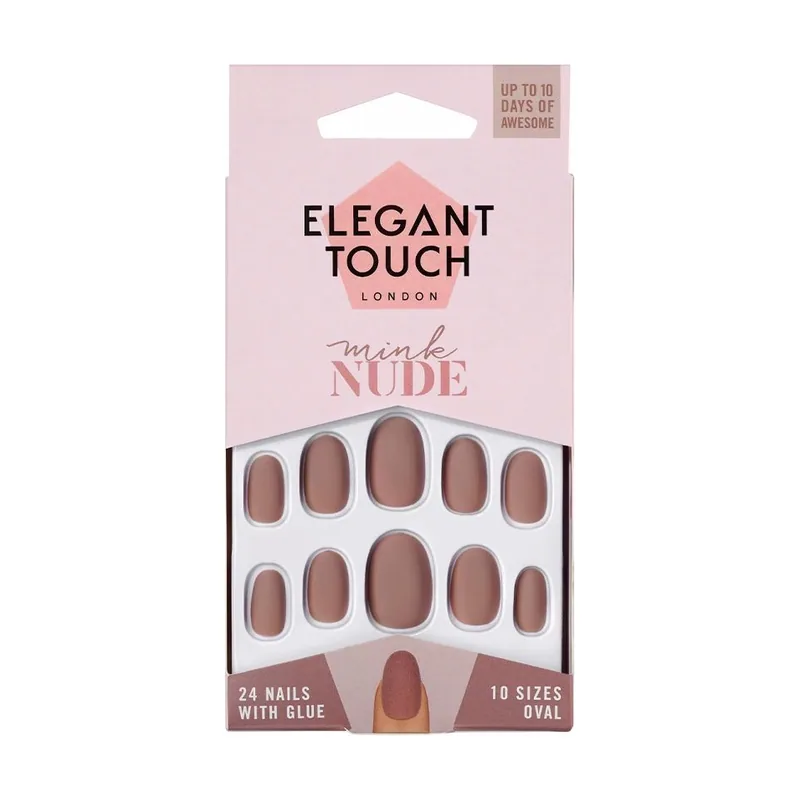Touch Polished Colour Nails With Glue Oval Mink Nude