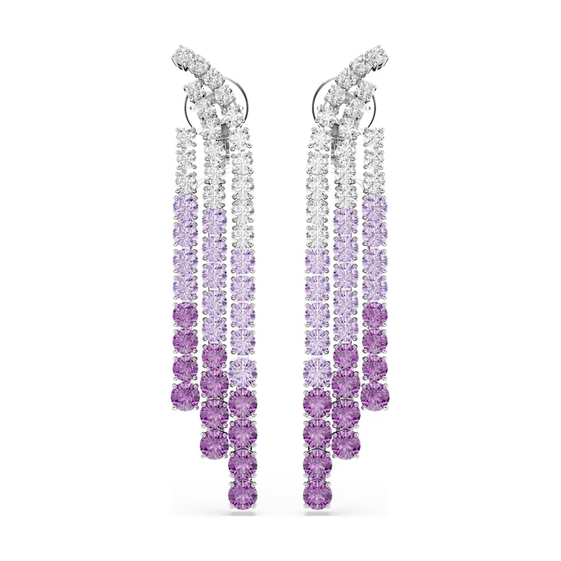 Pendientes de clip Matrix, Degradado de color, Tallas redondas, Baño de rodio