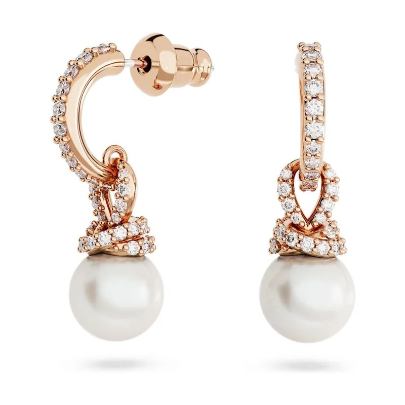 Pendientes Originally, Perla de cristal, Acabado en oro rosa de 18 quilates
