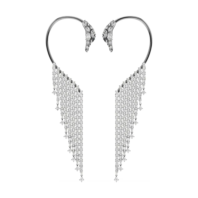 Pendientes ear cuff The Vienna Collection, Cisne, Baño de rutenio