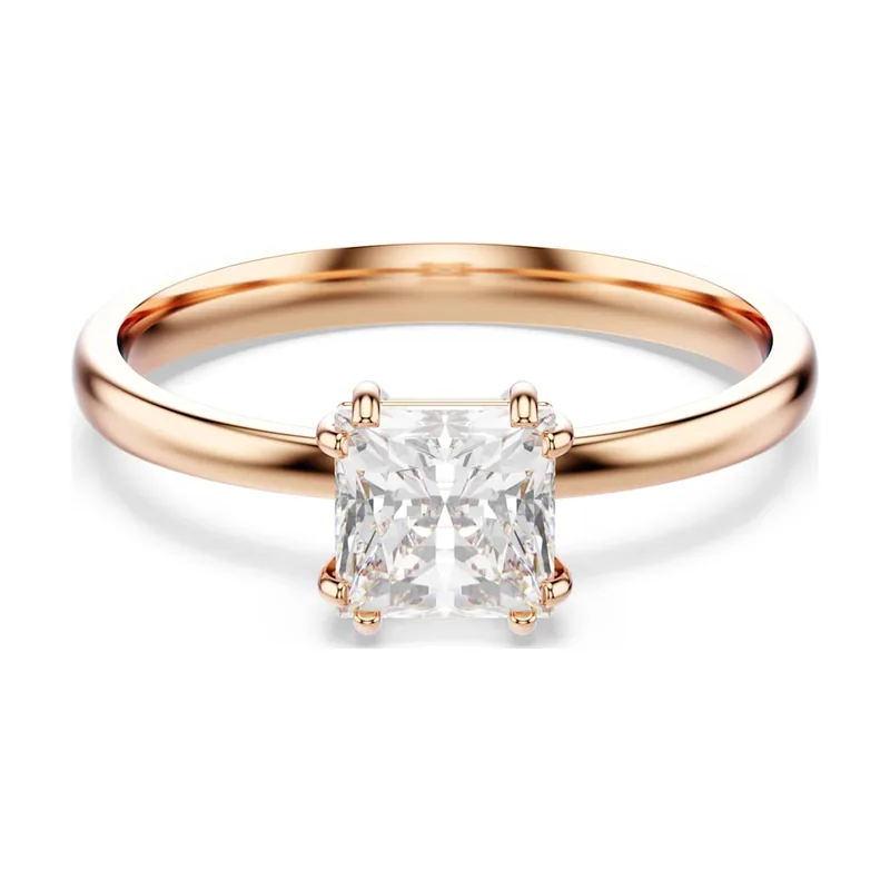 Anillo Attract, Talla cuadrada, Acabado en oro rosa de 18 quilates
