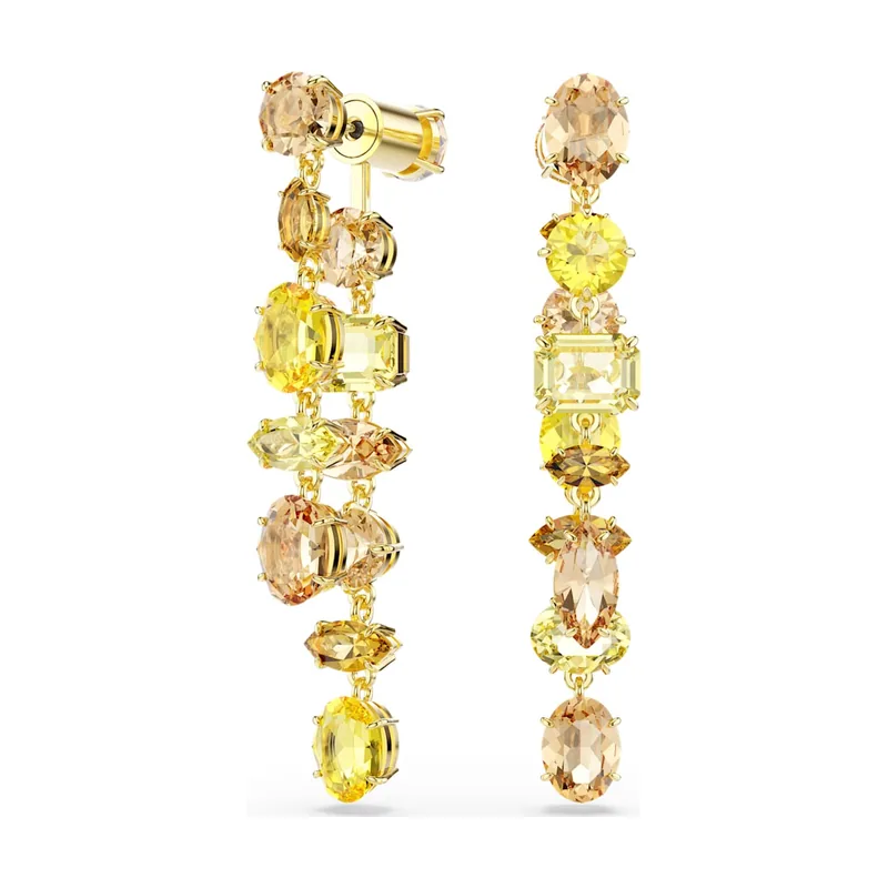 Pendientes Gema, Diseño asimétrico, Tallas mixtas, Largos, Acabado en oro de 18 quilates 5718073