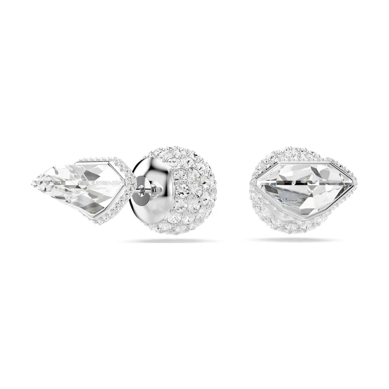 Pendientes de botón Lucent, Pavé, Bola, Baño de rodio