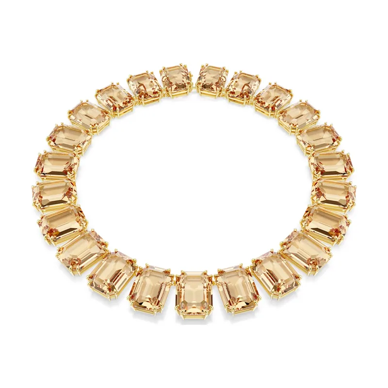 Collar Millenia, Cristales de gran tamaño, Talla octogonal, Caramelo, Acabado en oro de 18 quilates 5720911