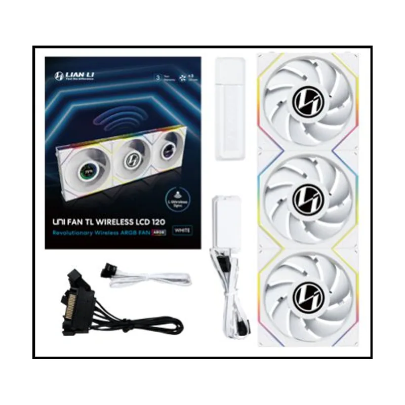 Ventilador Caja Unifan Tl-Lcd Wireless Argb 3 X 120 mm Black