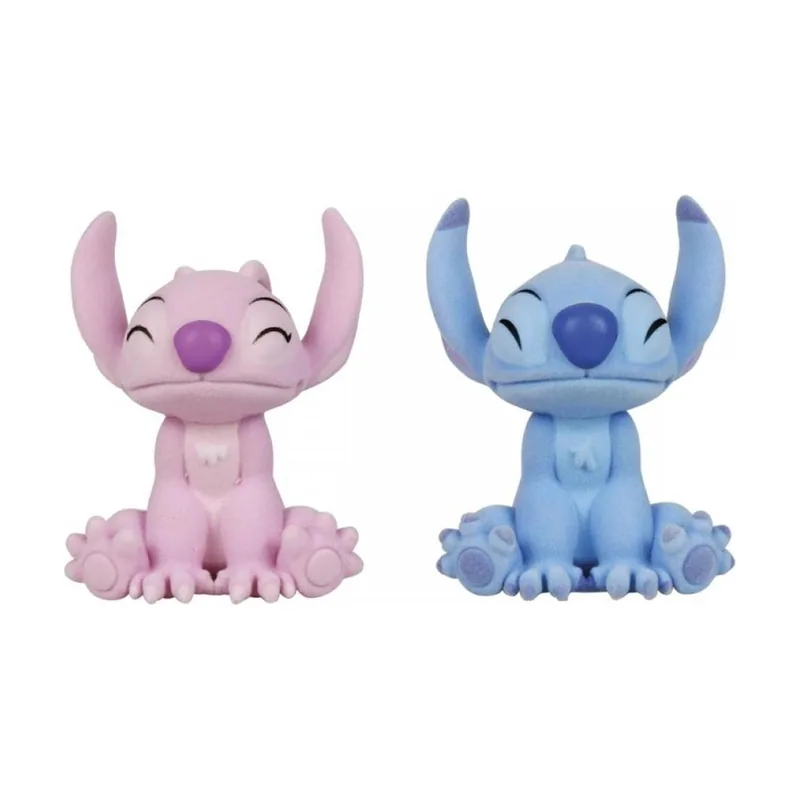 Pack de 2 Figuras Flocadas Disney Stitch y Angel Beso
