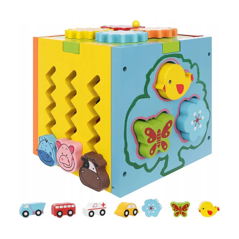 Cubo de madera multifuncional para animales pequeños