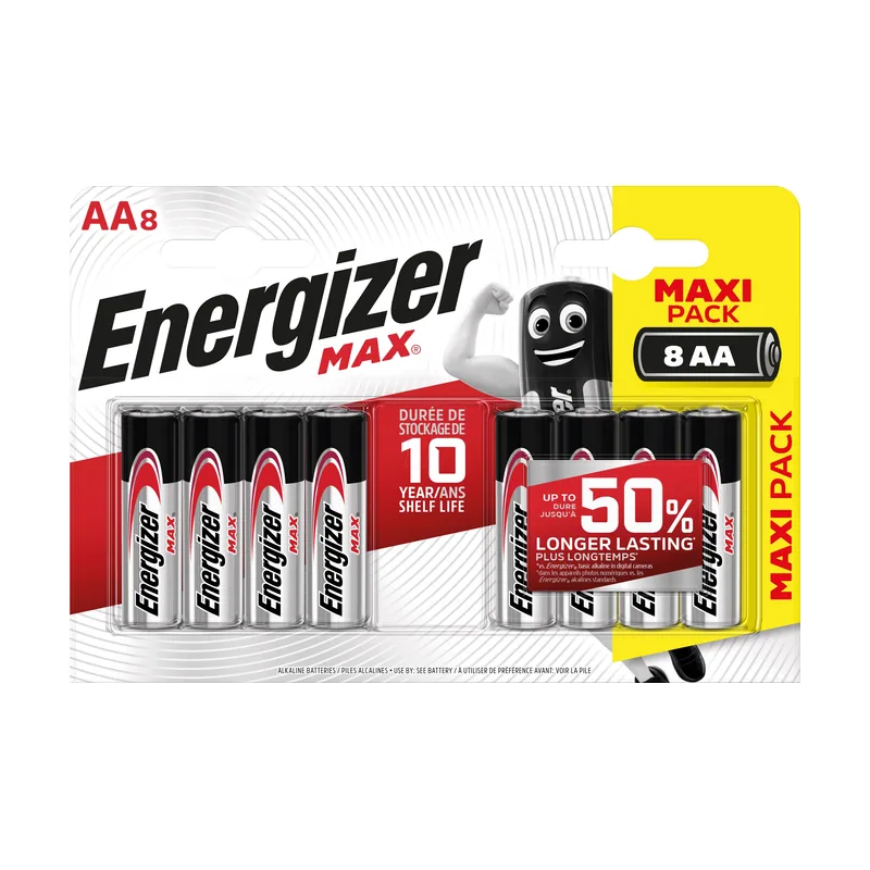 MAX Pack de 8 Pilas AA