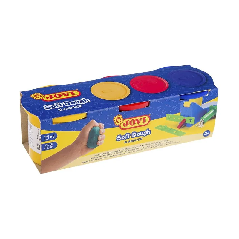 Plastilina soft dough blandiver 3 botes de 110gr colores surtidos en estuche
