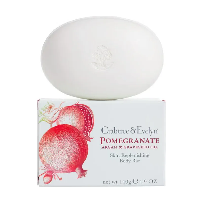 Jabón en pastilla Pomegranate aroma afrutado y refrescante fórmula cremosa que limpia suaviza e hidrata delicadamente la piel 140 g