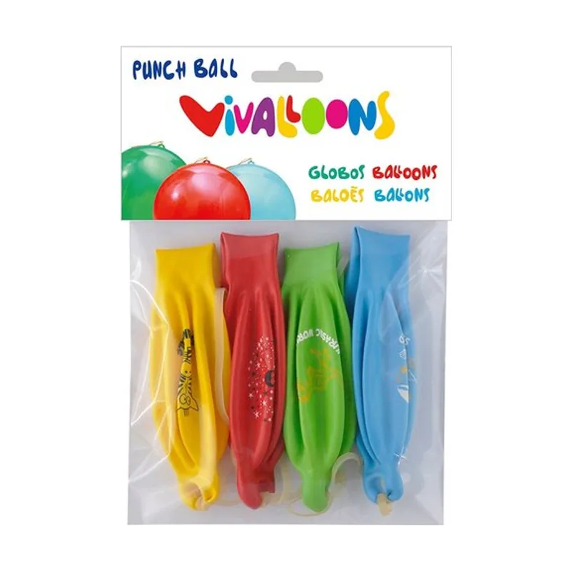 Globos punch ball mini diseños surtidos bolsa 4