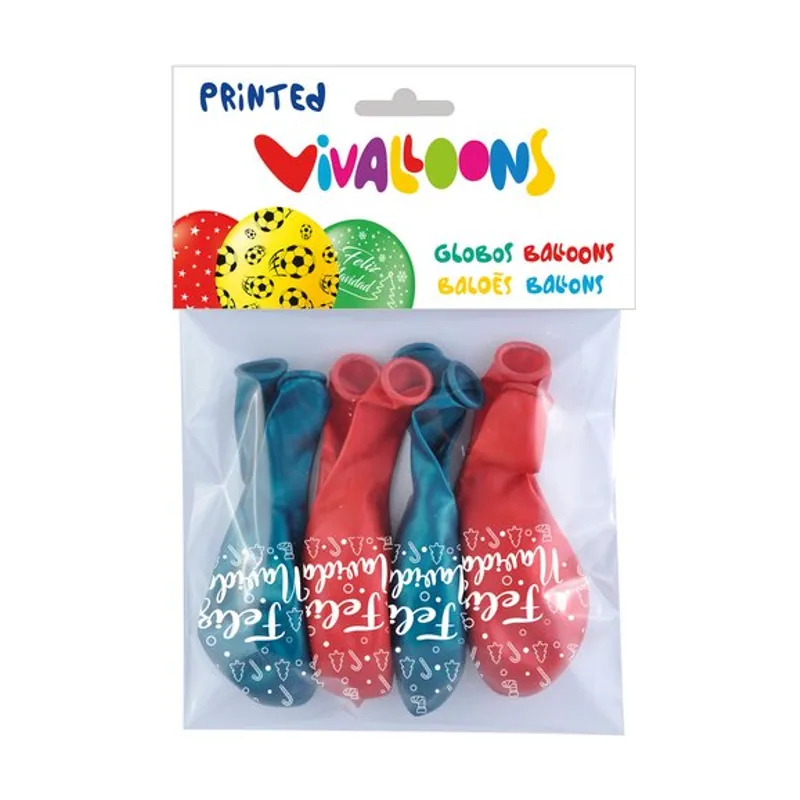 Globo feliz navidad 5 caras bolsa de 8