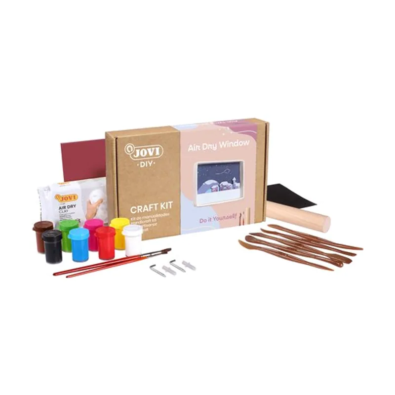 DIY Air Dry Window Kit de manualidades para hacer UN Paisaje con arcilla secado al aire blanca + pinturas y herramientas