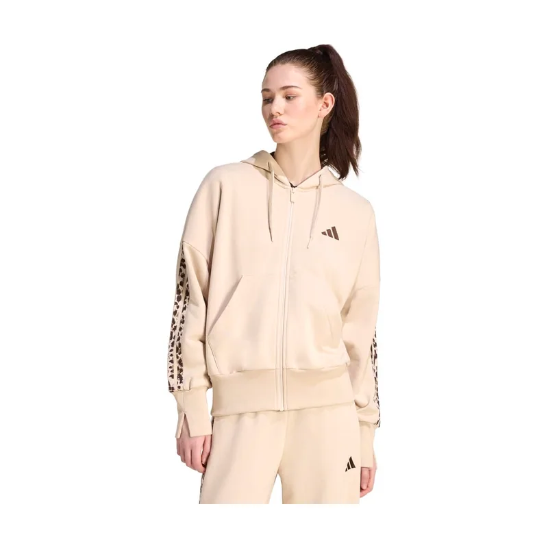 Sudadera Seasonal Essentials con cierre de cremallera, estampado de inspiración animal, 3 bandas y capucha DG891
