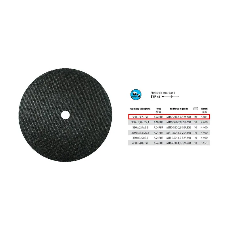 Disco de corte para metal 300 x 3,2 x 32 mm