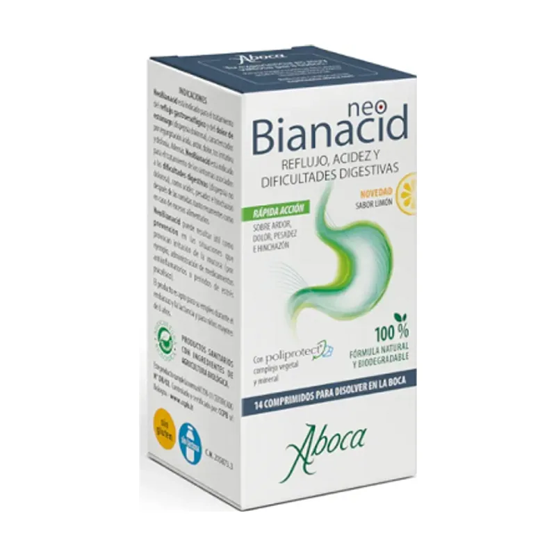 Neobianacid Acidez y Reflujo Sabor Limón 14 Comprimidos - Aboca