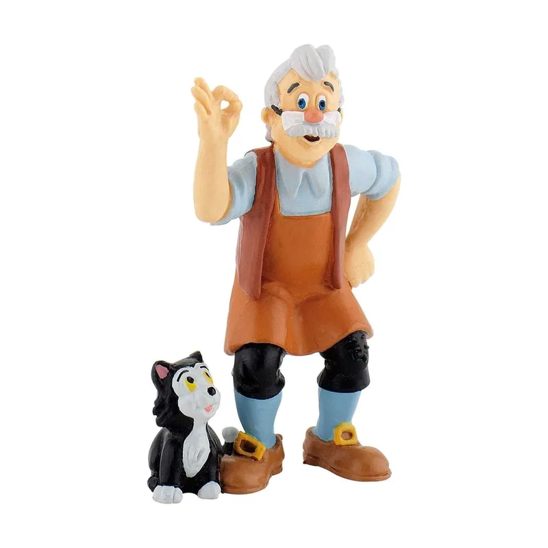 Figura Gepetto y Gato Fígaro Pinocho Disney 8 cms
