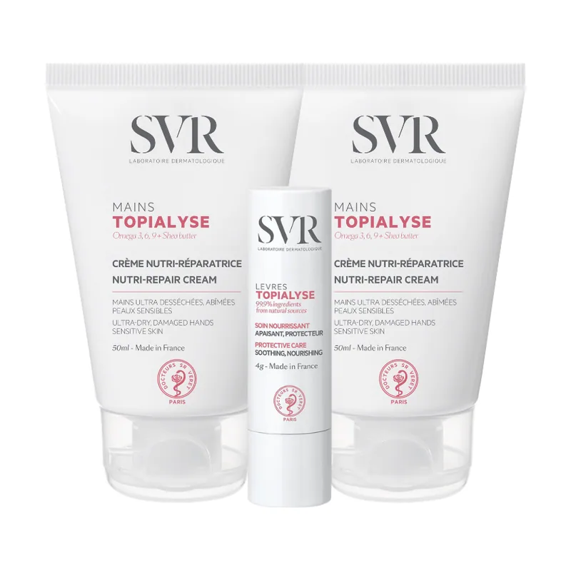 Crema de manos Topialyse 2x50 ml + Bálsamo labial 4 g