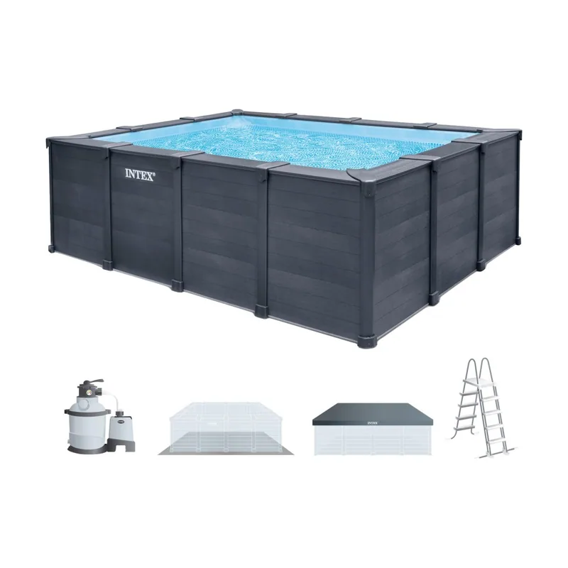 Piscina desmontable rectangular graphite gray panel 4 metros con depuradora