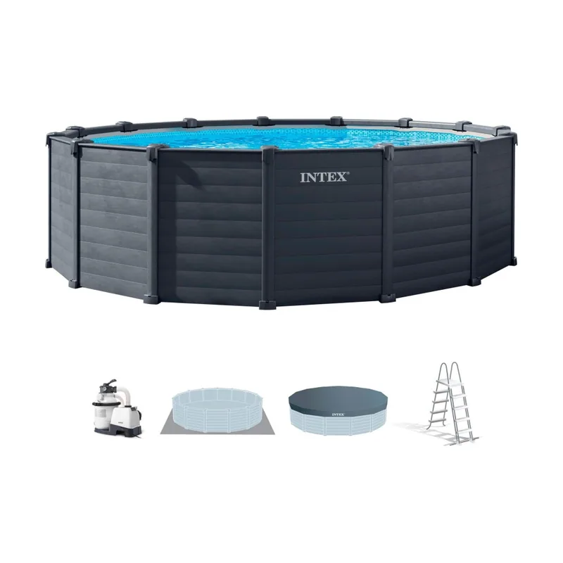 Piscina desmontable redonda graphite gray panel 5 metros con depuradora