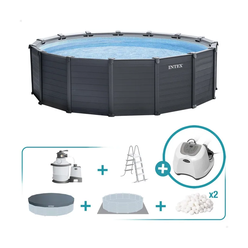 Pack piscina desmontable redonda graphite 5 metros 6 accesorios