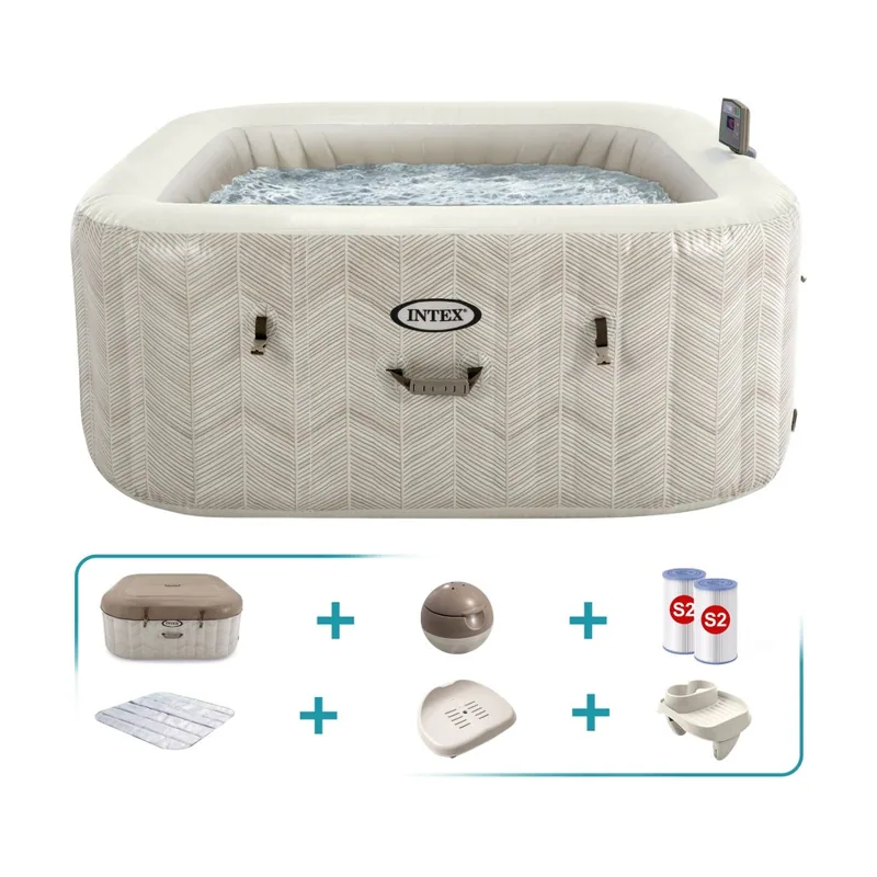 Pack spa hinchable chevron deluxe 4 personas con 6 accesorios