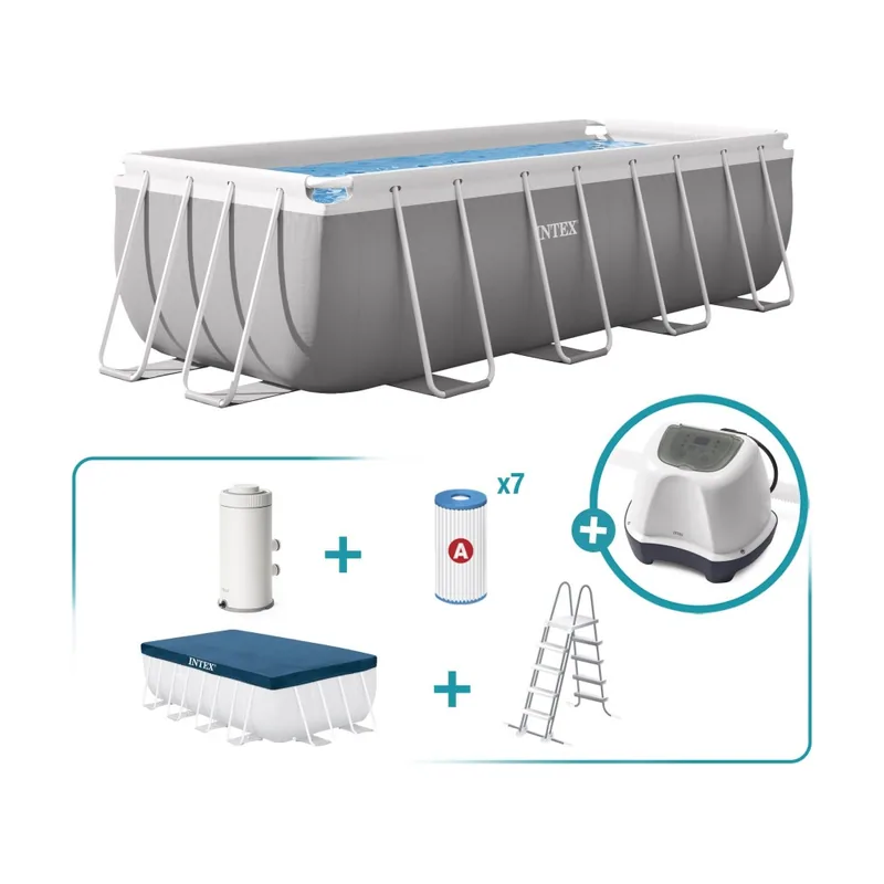 Pack piscina desmontable rectangular prism frame 4 metros 5 accesorios