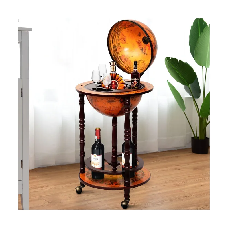Globo Minibar Botellero Vintage Estante de Vino Carrito de Bar con Ruedas