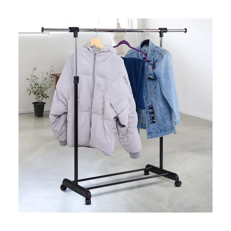 Perchero Colgador Soporte de Ropa Altura Longitud Ajustable con 4 Ruedas