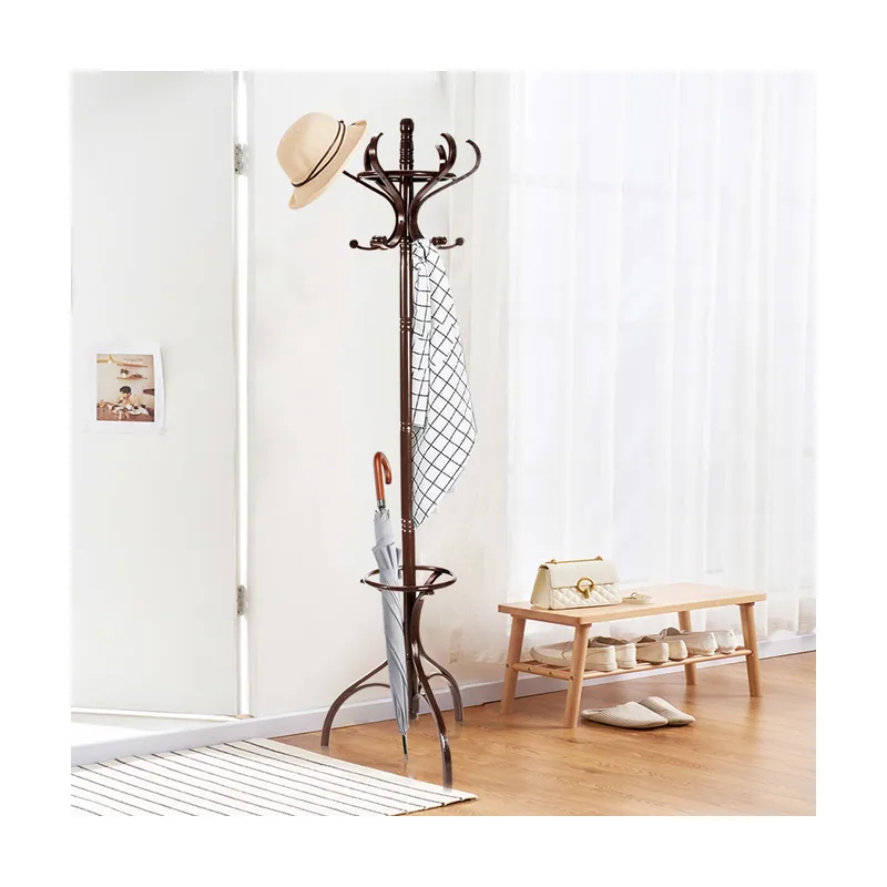 182 cm Perchero de Pie con 12 Ganchos para Colgar Ropa Perchero de Madera