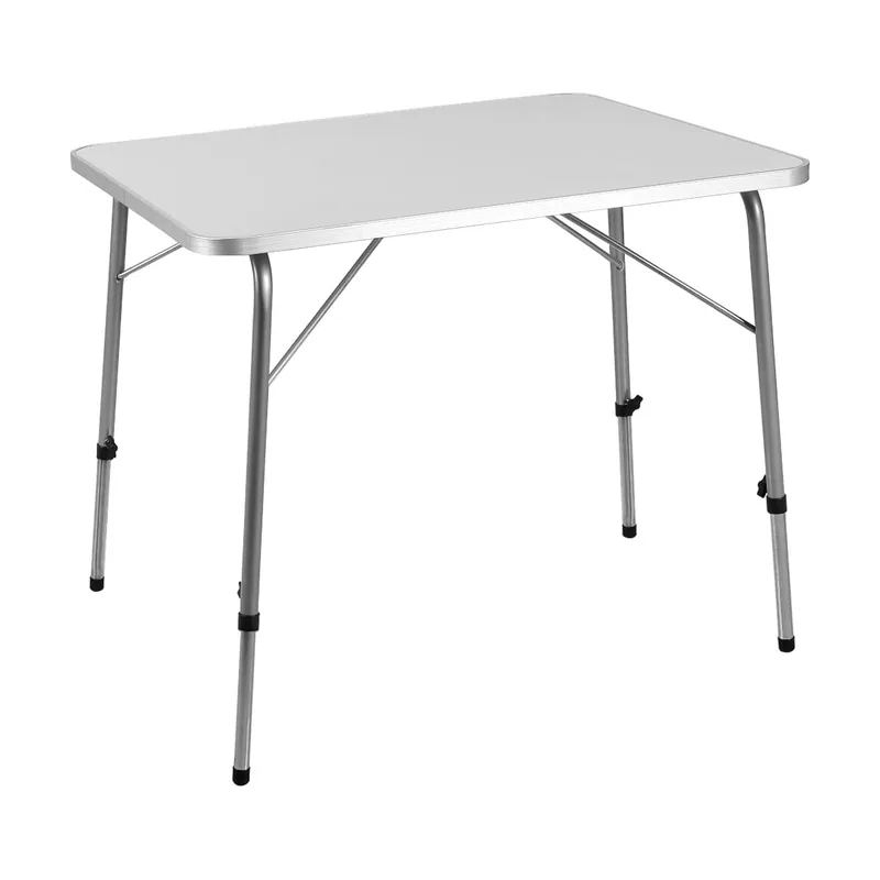 Mesa blanca y plata aluminio 80x55x50/69cm plegable