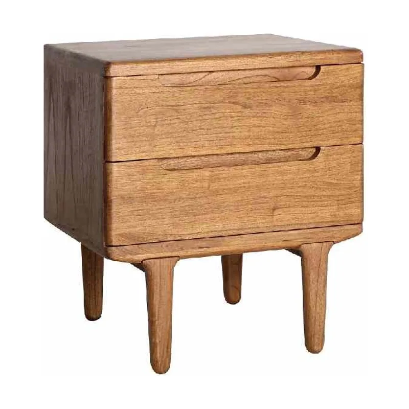Mesita de noche madera con dos cajones serie Elm