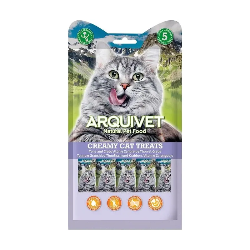 Snack Líquido de Atún y Cangrejo para Gatos 5x14 gr