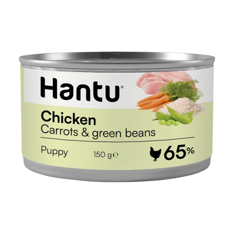 Comida Húmeda de Pollo con Zanahorias y Judías Verdes para Cachorros 150 gr