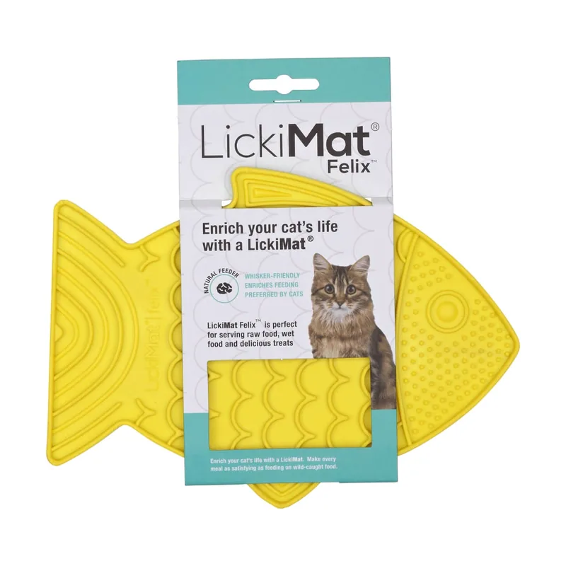 Comedero Antivoracidad Felix Amarillo para Gatos 22x15 cm