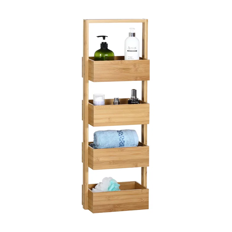 Estantería de baño bambú 88x16x28 4 baldas carga máx