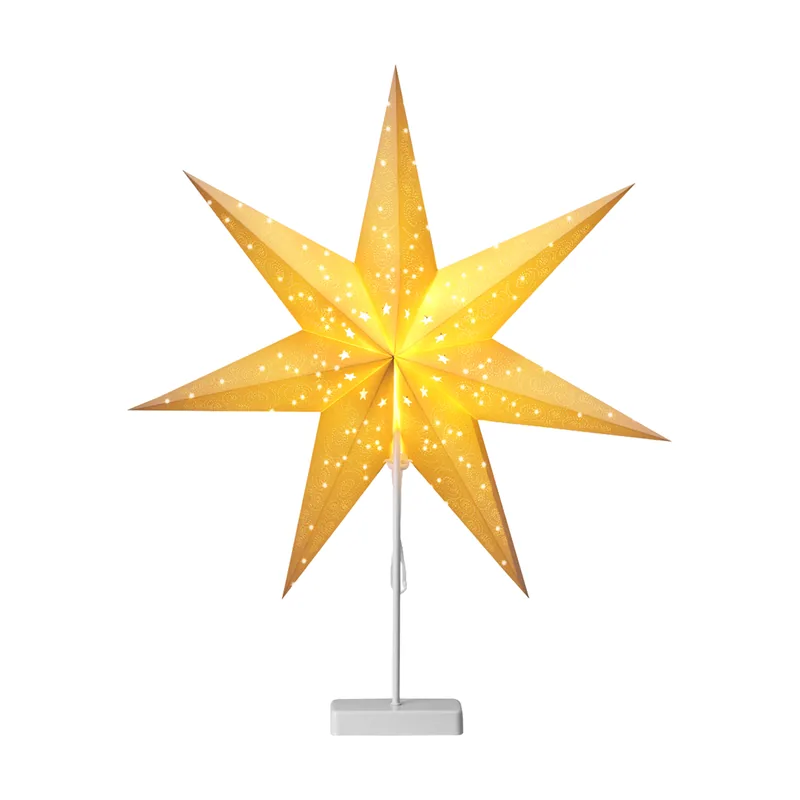 Estrella de papel con soporte blanco cálido 10 LEDs motivo estrellas
