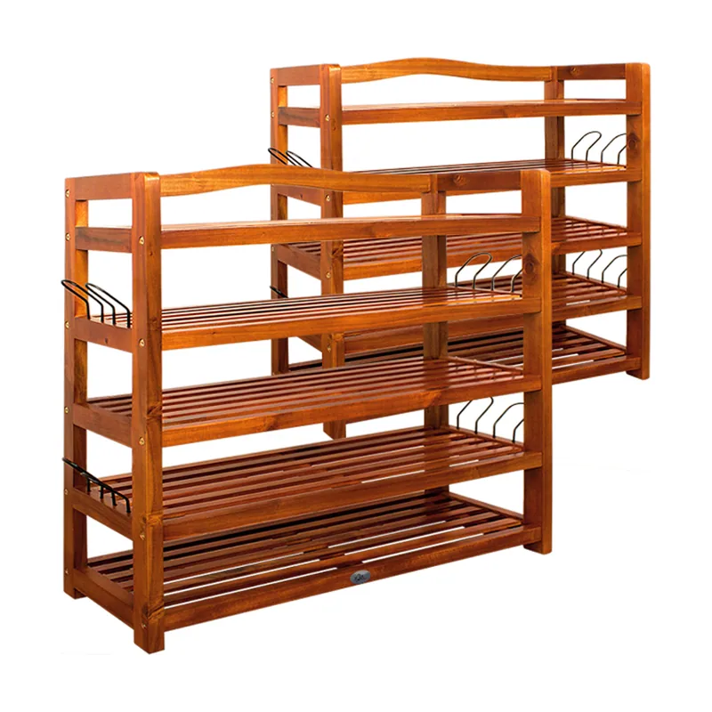 Zapatero multifuncional set de 2 madera de acacia 82x95x26cm