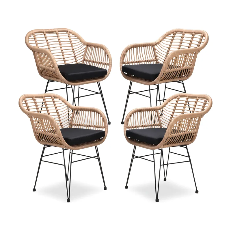 Sillón de mimbre poliratán Bali set de 4