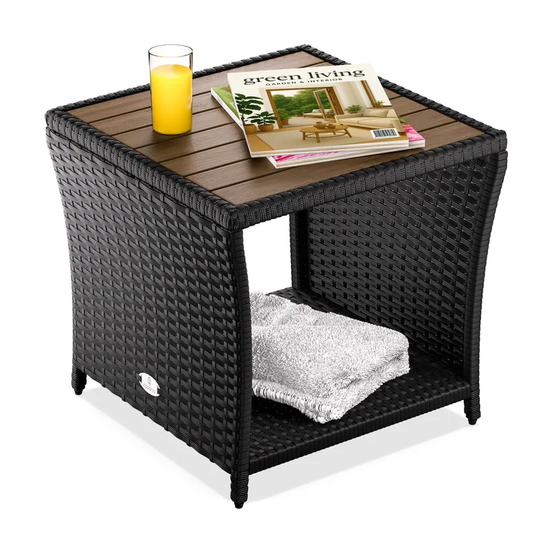 Mesa auxiliar de poliratán negra 45x45x40cm