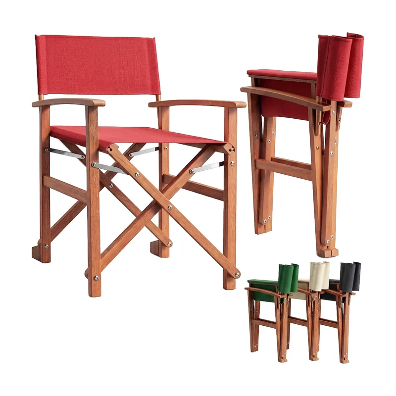 Silla de director madera de eucalipto rojo con certificación FSC Silla de jardín plegable hasta 160 kg