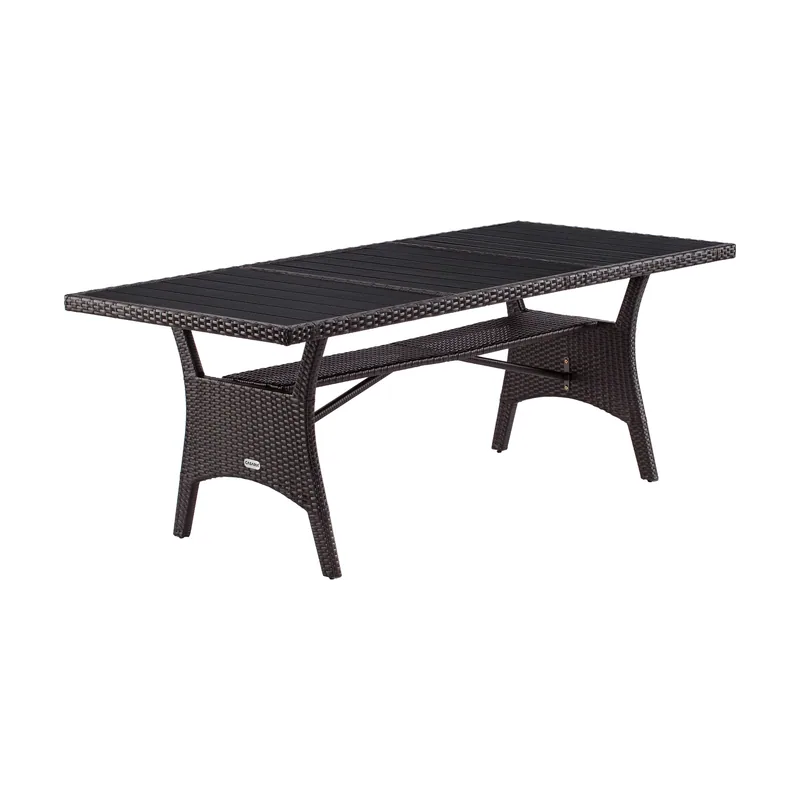 Mesa jardín Takeo poliratán WPC marrón 190x90x75cm