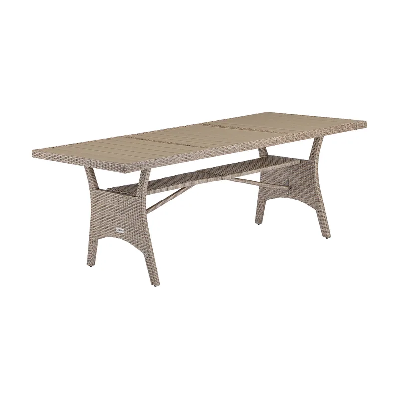 Mesa jardín Takeo poliratán WPC crema 190x90x75cm